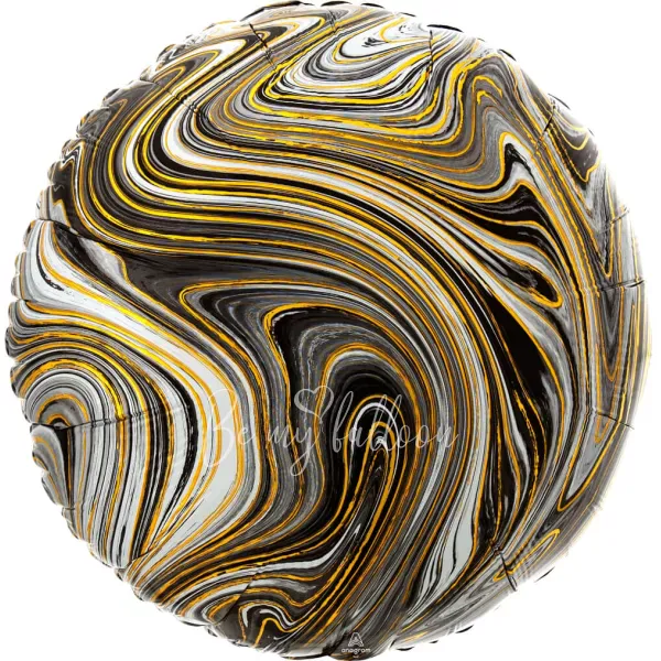 18" Helium foil gloss Marble black Round balloon