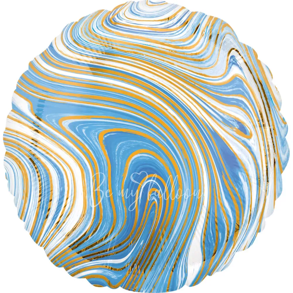 18" Helium foil gloss Marble blue Round balloon