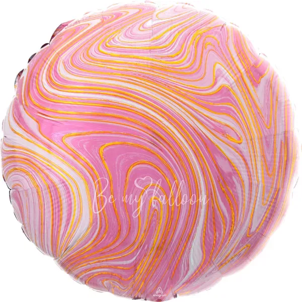 18" Helium foil gloss Marble pink Round balloon