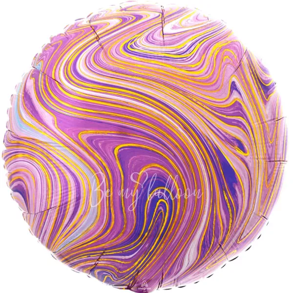 18" Helium foil gloss Marble purple Round balloon
