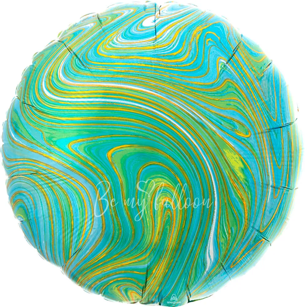 18" Helium foil gloss Marble green Round balloon