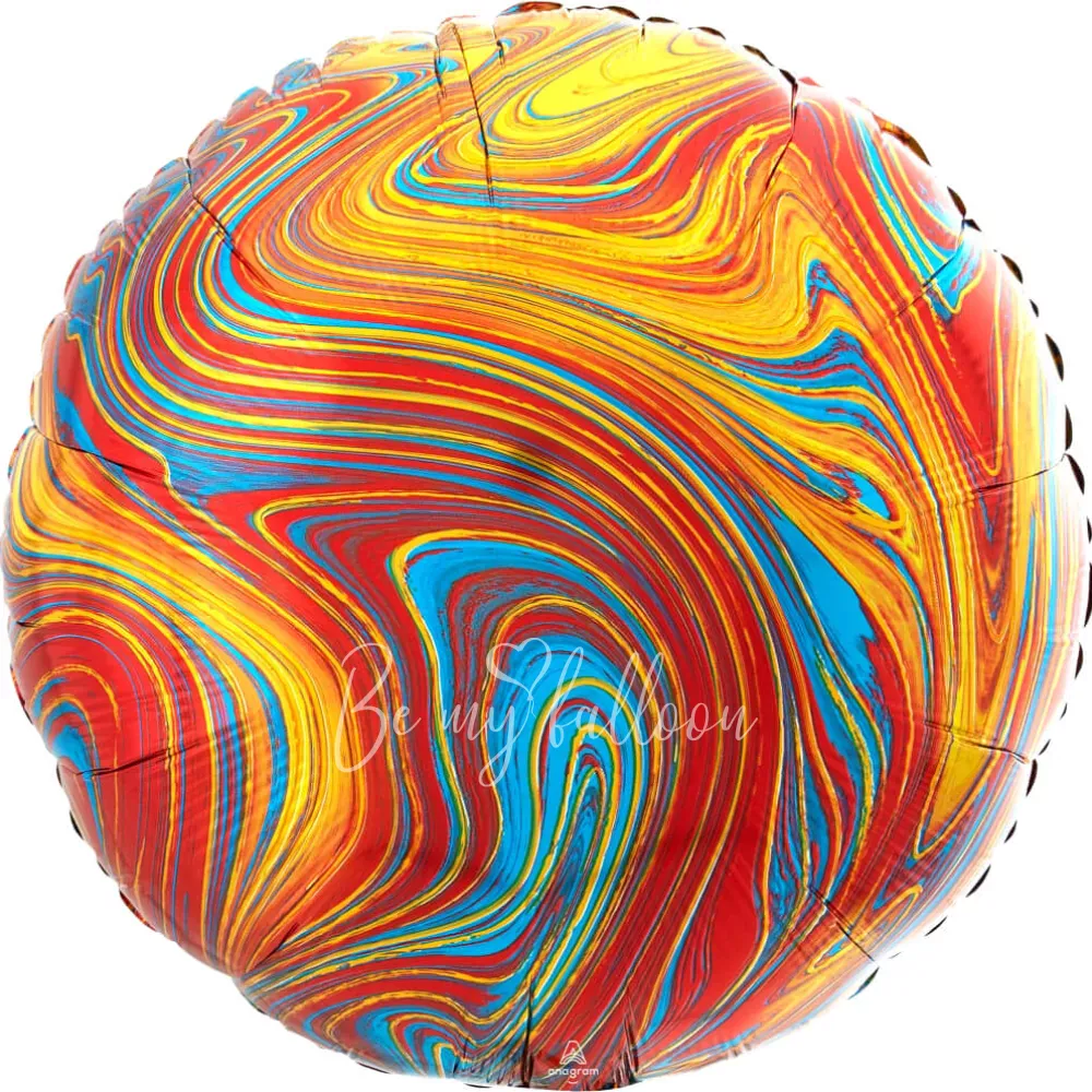 18" Helium foil gloss Marble flame Round balloon