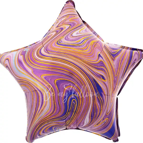 19" Helium foil gloss Marble purple star balloon