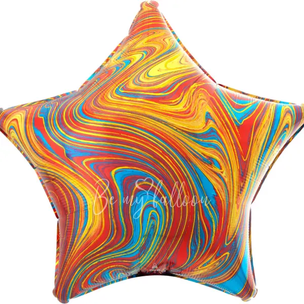 19" Helium foil gloss Marble flame star balloon