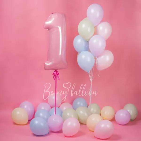 Number and Pastel Balloon Bouquet bundle