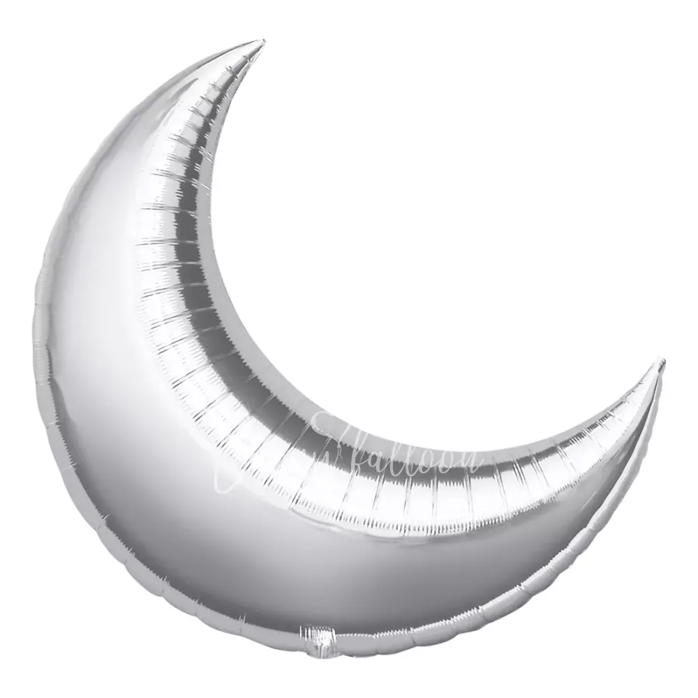 26" Helium foil gloss Silver Crescent balloon