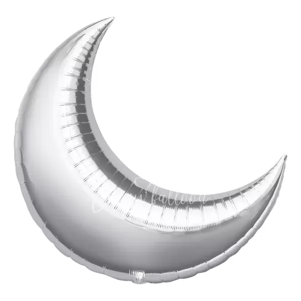 36" Helium foil gloss Silver Crescent balloon