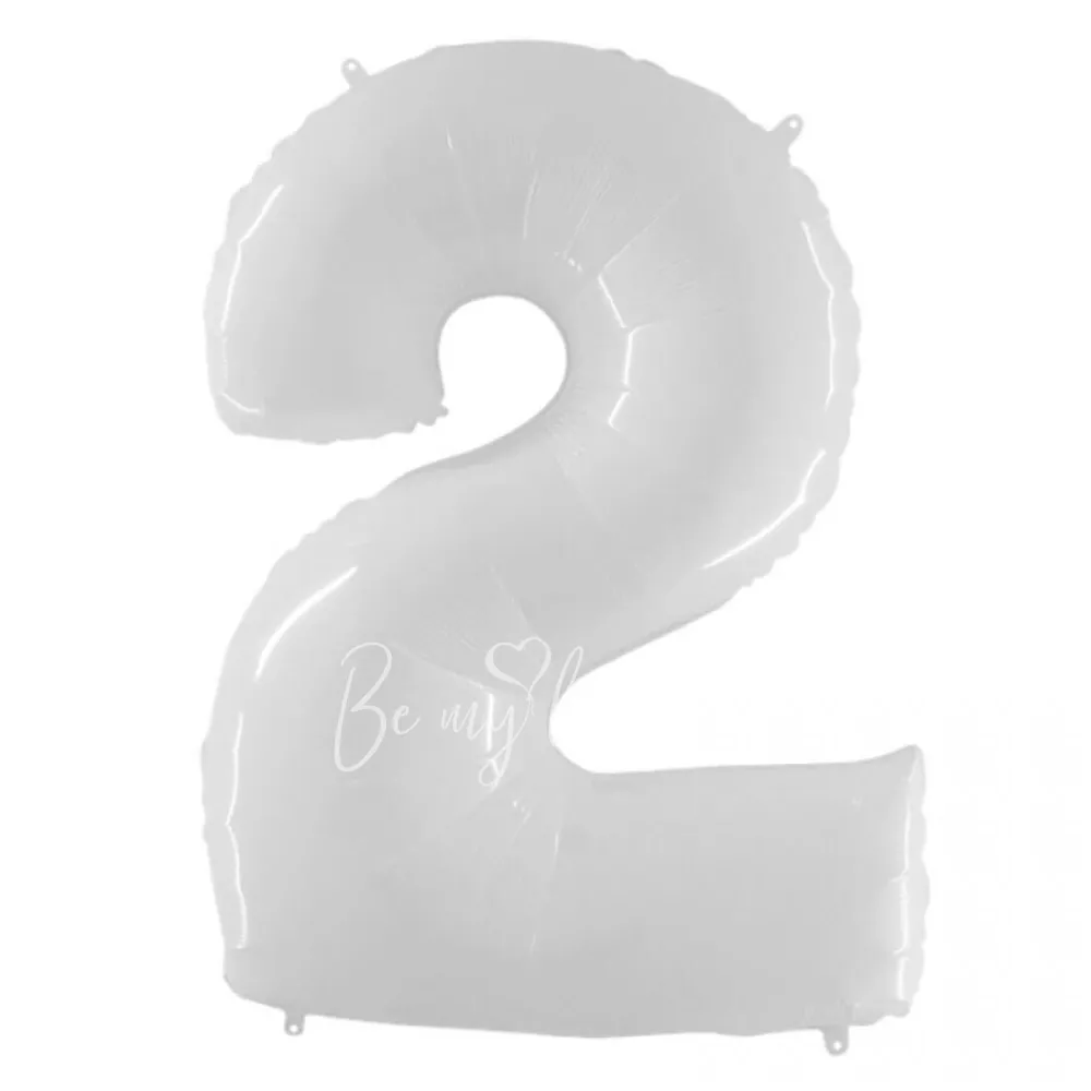 40" Гелевая Цифра "2" из фольги оттенка белый металл